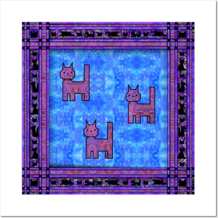 Purple Cat Quilt Posters and Art